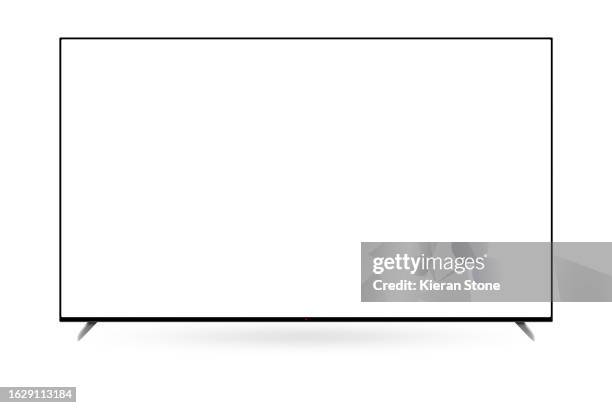 blank tv or monitor with stand - flatscreen stockfoto's en -beelden
