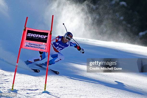 Dominique Gisin of Switzerland races down the course competing in the Audi FIS Ski World Cup Women's Super-G on March 01, 2013 in Garmisch...