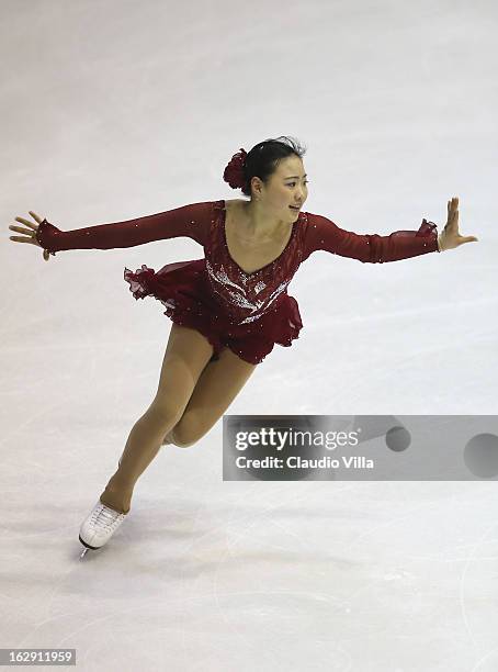 Hae Jin Kim of Korea skate in the Junior Ladies Short Program during day 5 of the ISU World Junior Figure Skating Championships at Agora Arena on...