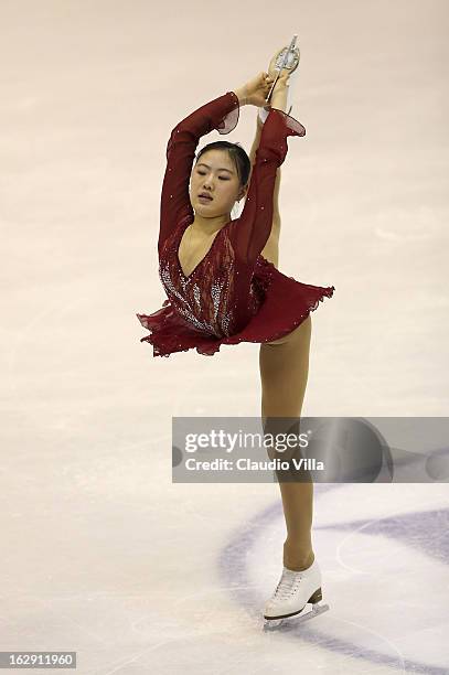 Hae Jin Kim of Korea skate in the Junior Ladies Short Program during day 5 of the ISU World Junior Figure Skating Championships at Agora Arena on...