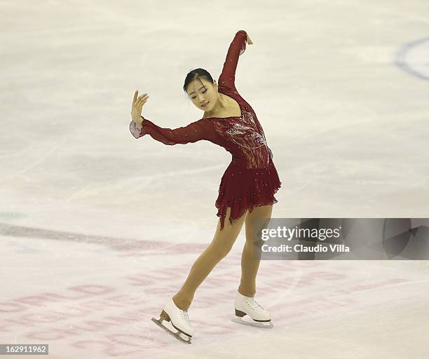 Hae Jin Kim of Korea skate in the Junior Ladies Short Program during day 5 of the ISU World Junior Figure Skating Championships at Agora Arena on...