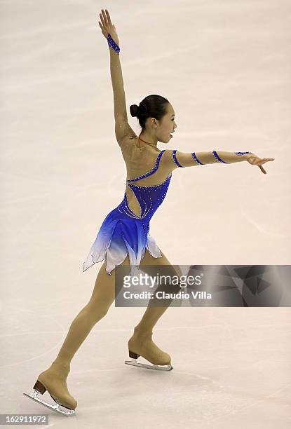 Ziquan Zhao of China skates in the Junior Ladies Short Program during day 5 of the ISU World Junior Figure Skating Championships at Agora Arena on...