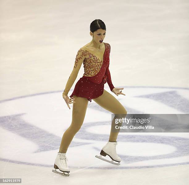 Samantha Cesario of Usa skates in the Junior Ladies Short Program during day 5 of the ISU World Junior Figure Skating Championships at Agora Arena on...