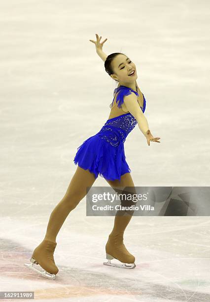 So Youn Park of Korea skates in the Junior Ladies Short Program during day 5 of the ISU World Junior Figure Skating Championships at Agora Arena on...