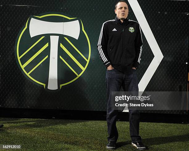 Portland Timbers owner Merritt Paulson looks on after the game against AIK at Jeld-Wen Field on February 23, 2013 in Portland, Oregon. The game ended...