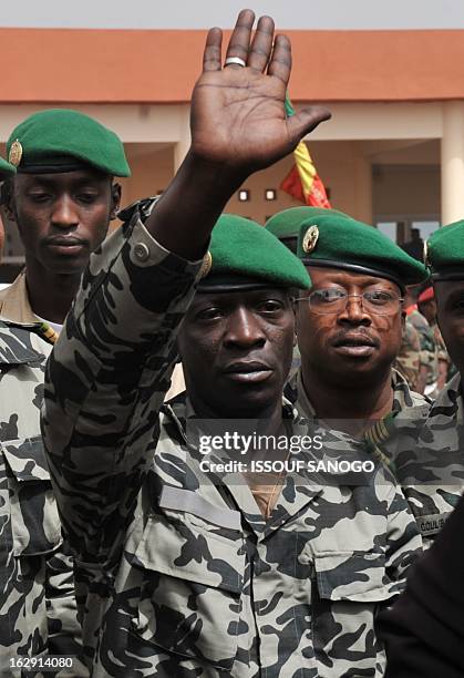 Malian military junta leader Amadou Sanogo arrives at Bamako airport on March 29, 2012 in Bamako. A bid by west African leaders to seek a return to...