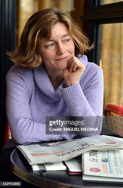 French journalist Natalie Nougayrede poses on February 22, 2013 in Paris. Nougayrede the newly elected director of the French newpaper Le Monde and...