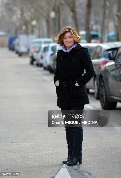 French journalist Natalie Nougayrede poses on February 22, 2013 in Paris. Nougayrede the newly elected director of the French newpaper Le Monde and...
