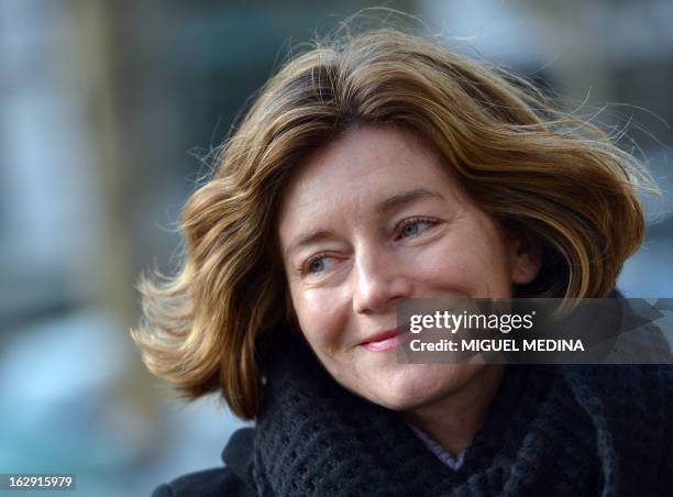 French journalist Natalie Nougayrede poses on February 22, 2013 in Paris. Nougayrede the newly elected director of the French newpaper Le Monde and...