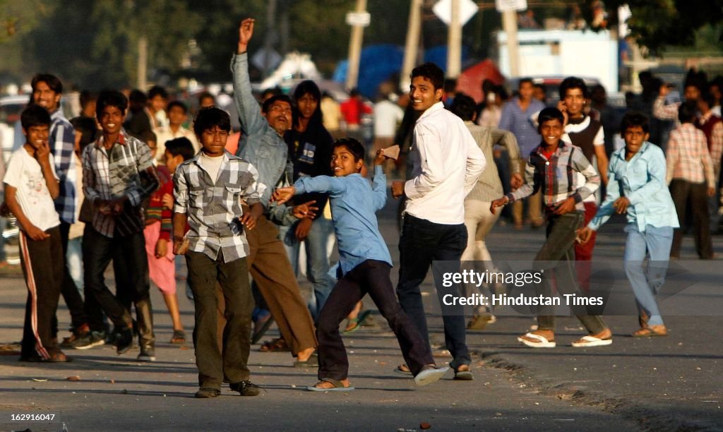 Violence During Protest Against Rape Of An Eight Year Old Girl At Mangol Puri