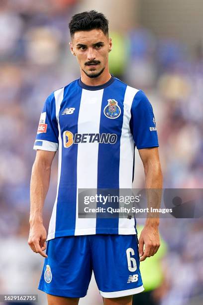 Stephen Eustaquio of FC Porto looks on during the Liga Portugal Betclic match between FC Porto and SC Farense at Estadio do Dragao on August 20, 2023...