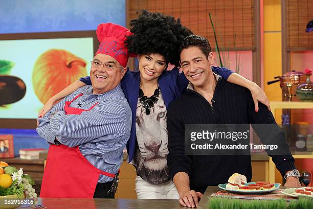 Chef Pepin, Ana Patricia Gonzalez and Johnny Lozada celebrate Univision's Tlnovelas cable network first anniversary on Despierta America at Univision...