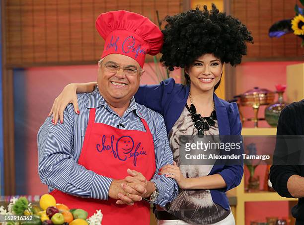 Chef Pepin and Ana Patricia Gonzalez celebrate Univision's Tlnovelas cable network first anniversary on Despierta America at Univision Headquarters...