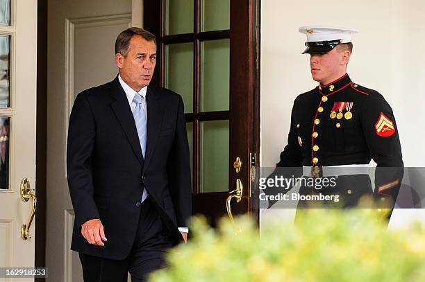 House Speaker John Boehner, a Republican from Ohio, departs from the West Wing of the White House following a meeting with President Barack Obama and...