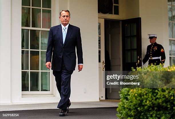 House Speaker John Boehner, a Republican from Ohio, departs from the West Wing of the White House following a meeting with President Barack Obama and...