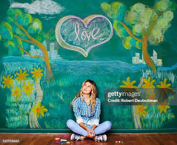 a young woman thinking about love. - eureka california stock pictures, royalty-free photos & images