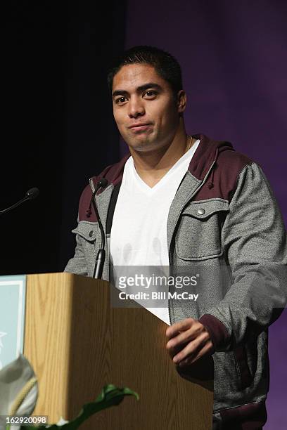 Manti Te'o winner of the Maxwell Award for best Collegiate Player of the Year and winner of the Chuck Bednarik Award for the Collegiate Defensive...