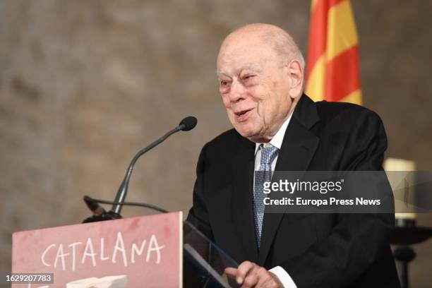 The former president of the Generalitat Jordi Pujol speaks during the tribute to the musician Pau Casals on the 50th anniversary of his death in...