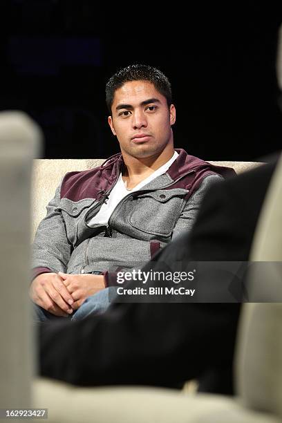 Manti Te'o attends the Stars of Maxwell Football Club Discussion Table on March 1, 2013 in Atlantic City, New Jersey.