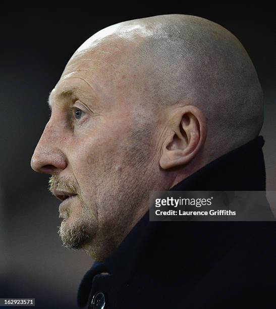 Ian Holloway of Crystal Palace looks on during the npower Championship match between Derby County and Crystal Palace at Pride Park Stadium on March...