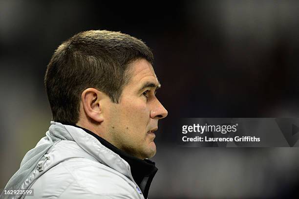 Nigel Clough of Derby County looks on during the npower Championship match between Derby County and Crystal Palace at Pride Park Stadium on March 1,...