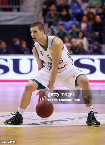 Ibrahim Jaaber, #5 of Zalgiris Kaunas in action during the 2012-2013 Turkish Airlines Euroleague Top 16 Date 9 between Unicaja Malaga v Zalgiris...