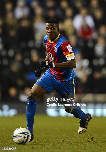 Wilfried Zaha of Crystal Palace in action during the npower Championship match between Derby County and Crystal Palace at Pride Park Stadium on March...