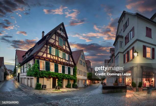 traditional architecture in a street of tubingen in baden-wurttemberg - germany - tübingen stock pictures, royalty-free photos & images