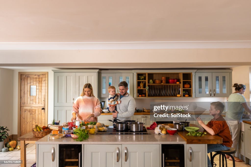Preparing Thanksgiving Dinner as a Family