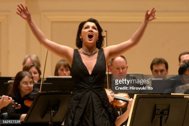 The soprano Anna Netrebko performing at Carnegie Hall on Wednesday night, May 30, 2007.This image;The soprano Anna Netrebko performing Donizetti's...