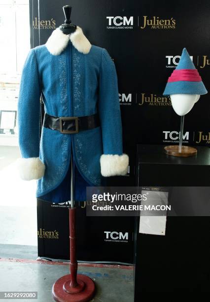 Actor Will Ferrell's alternate blue costume from the movie Elf is displayed during the media preview for Julien's "Legends: Hollywood and Royalty"...