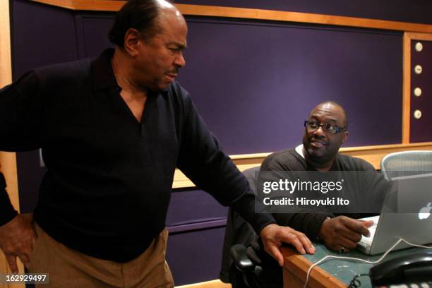 Benny Golson, left, with Carl Allen in Legacy Studio in Sunday afternoon, May 20, 2007.