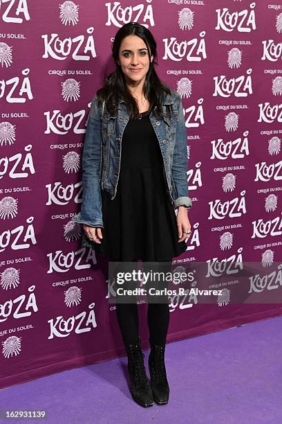 Spanish actress Macarena Garcia attends "Cirque Du Soleil" Kooza 2013 premiere on March 1, 2013 in Madrid, Spain.