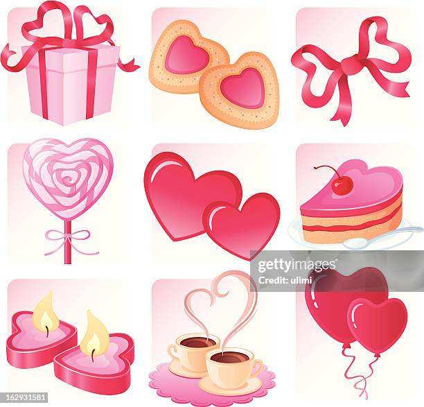 image for valentine's day - multiple coffee cups stock illustrations