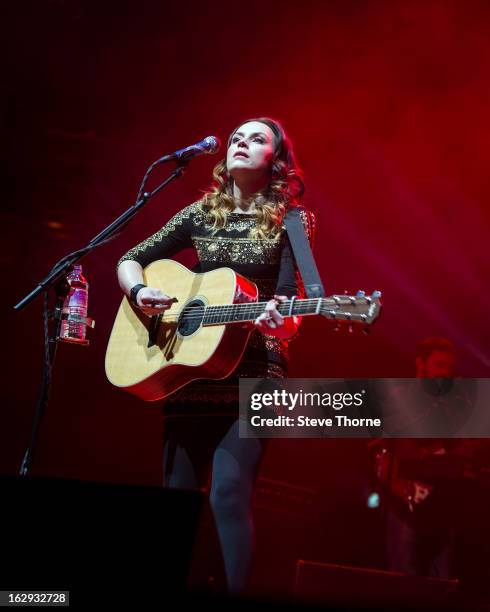 Amy MacDonald performs on stage in concert at Symphony Hall on March 1, 2013 in Birmingham, England.