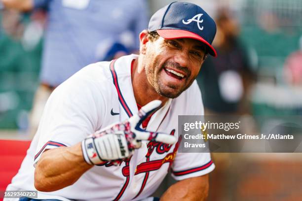 Marcus Giles during the Atlanta Braves Alumni Home Run Derby before the game against the San Francisco Giants at Truist Park on August 19, 2023 in...