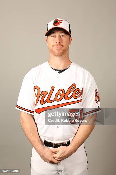 Lew Ford of the Baltimore Orioles poses during Photo Day on February 22, 2013 at Ed Smith Stadium in Sarasota, Florida.