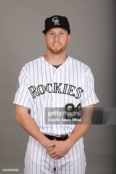 Josh Outman of the Colorado Rockies poses during Photo Day on Thursday, February 21, 2013 at Salt River Fields at Talking Stick in Scottsdale,...