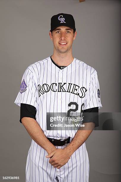 Jeff Francis of the Colorado Rockies poses during Photo Day on Thursday, February 21, 2013 at Salt River Fields at Talking Stick in Scottsdale,...