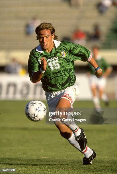 Luis Hernandez of Mexico in action during the Copa America quarter-final against Ecuador in Cochabamba, Bolivia. The match ended 1-1 with Mexico...