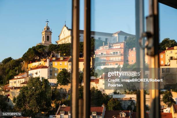 view of the igreja da graca in the evening light, lisbon, portugal - graca church stock pictures, royalty-free photos & images