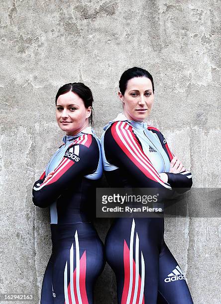 Astrid Radjenovic and Jana Pittman pose during a Australian Women's Bobsleigh Team Portrait Session on March 2, 2013 in Sydney, Australia. Pittman, a...