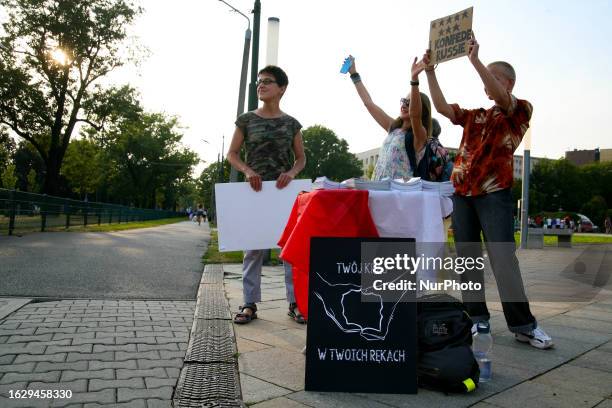 Protest in front of the National Museum against the Bosak &amp; Mentzen event during the nationwide tour of Confederation of Freedom and Independence...