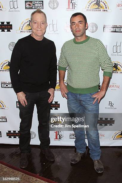 Fred Schneider and Eliav Lilti attend the opening night party for the 2013 First Time Fest at The Players Club on March 1, 2013 in New York City.