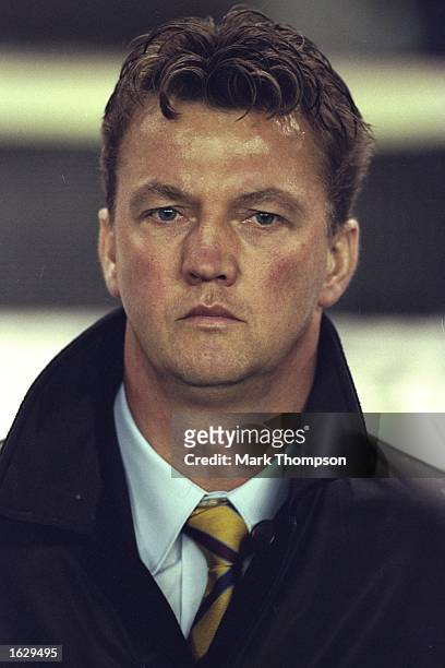 Portrait of Barcelona Coach Louis van Gaal during the Champions League match against Newcastle United at the Nou Camp Stadium in Barcelona, Spain....