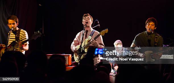 Kevin Williams, John Paul Pitts and Thomas Fekete of Surfer Blood perform at The Echo on March 1, 2013 in Los Angeles, California.