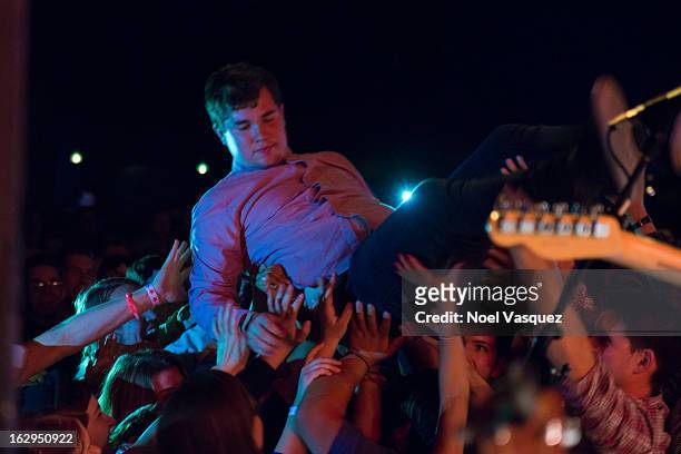 John Paul Pitts of Surfer Blood performs at The Echo on March 1, 2013 in Los Angeles, California.