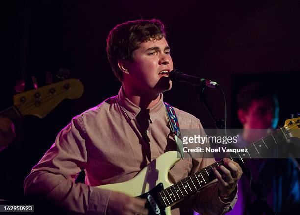 John Paul Pitts of Surfer Blood performs at The Echo on March 1, 2013 in Los Angeles, California.
