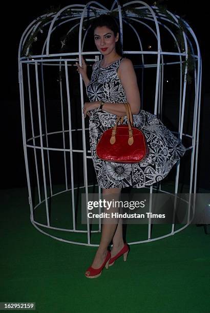 Indian bollywood actress Yukta Mookhey during the Marc Cain's store launch at Nepean Sea Road on February 28, 2013 in Mumbai, India.