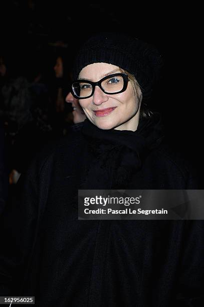 Evelina Khromtchenko attends the front row at the Viktor&Rolf Fall/Winter 2013 Ready-to-Wear show as part of Paris Fashion Week on March 2, 2013 in...